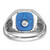 14k White Gold Men's Polished and Grooved with Black Enamel and Imitation Blue Spinel Masonic Ring