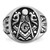 14k White Gold Men's Polished and Grooved with Black Enamel Masonic Ring - Y4-53C43481-2745