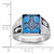 14k White Gold Men's Polished and Textured with Black Enamel and Imitation Blue Spinel Masonic Ring - Y4-1AB89BB8-2626