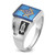 14k White Gold Men's Polished and Textured with Black Enamel and Imitation Blue Spinel Masonic Ring - Y4-1AB89BB8-2626