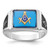 14k White Gold Men's Polished and Textured with Black Enamel and Imitation Blue Spinel Masonic Ring - Y4-6FE8B9DD-9630
