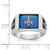 14k White Gold Men's Polished and Textured with Black Enamel and Imitation Blue Spinel Masonic Ring - Y4-6FE8B9DD-9630