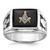 14k White Gold Men's Polished and Textured with Black Enamel and Onyx Masonic Ring - Y1-2570F5C4-2810