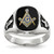 14k White Gold Men's Polished and Textured with Black Enamel and Onyx Masonic Ring - Y1-3DF7BFDA-9201