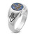 14k White Gold Men's Polished, Antiqued and Grooved with Imitation Blue Spinel Masonic Ring - Y4-0FDDAA36-9509