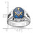 14k White Gold Men's Polished, Antiqued and Grooved with Imitation Blue Spinel Masonic Ring - Y4-ECC9289C-5003