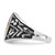 14k White Gold Men's Polished, Antiqued and Textured with Lab Created Ruby Masonic Ring