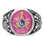 14k White Gold Men's Polished, Antiqued and Textured with Lab Created Ruby Masonic Ring