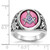 14k White Gold Men's Polished, Antiqued and Textured with Lab Created Ruby Masonic Ring
