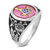 14k White Gold Men's Polished, Antiqued and Textured with Lab Created Ruby Masonic Ring