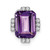 14k White Gold Octagon Amethyst and Diamond Chain Slide