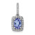 14k White Gold Oval .94 Tanzanite and Diamond Rectangle Pendant
