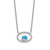 14k White Gold Oval Blue Topaz and Diamond 18in. Necklace