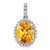 14k White Gold Oval Citrine and Diamond Halo Pendant