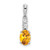 14k White Gold Oval Citrine and Diamond Pendant