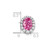 14k White Gold Oval Creat. Pink Sapphire/Diamond Halo Chain Slide