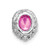 14k White Gold Oval Creat. Pink Sapphire/Diamond Halo Chain Slide