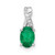 14K White Gold Oval Created Emerald and Diamond Pendant - PM-5B07525E-1497