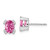 14k White Gold Oval Created Pink Sapphire and Diamond Earrings