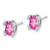 14k White Gold Oval Created Pink Sapphire and Diamond Earrings