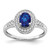 14k White Gold Oval Created Sapphire and Diamond Halo Ring