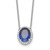 14k White Gold Oval Created Sapphire/Diamond 18in. Halo Necklace