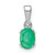 14k White Gold Oval Emerald and Diamond Pendant