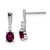 14k White Gold Oval Rhodolite Garnet and Diamond Dangle Earrings