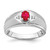 14k White Gold Oval Ruby and Diamond Mens Ring