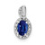 14k White Gold Oval Sapphire and Diamond Halo Pendant