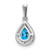 14k White Gold Pear Blue Topaz and Diamond Halo Pendant