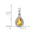 14k White Gold Pear Citrine and Diamond Halo Pendant