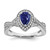 14k White Gold Pear Created Sapphire and Diamond Halo Ring