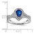 14k White Gold Pear Created Sapphire and Diamond Halo Ring