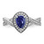 14k White Gold Pear Created Sapphire and Diamond Halo Ring