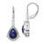 14k White Gold Pear Lapis and Diamond Leverback Earrings