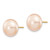 14k 11-12mm Pink Button Freshwater Cultured Pearl Stud Post Earrings
