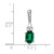 14K White Gold Polish Diamond and Lab Created Emerald Twisted Chain Slide
