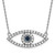 14k White Gold Polished 1/2 carat Diamond and Sapphire Medium Evil Eye 18 inch Necklace