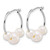 14K White Gold Polished 6-8mm Semi-Round White Freshwater Cultured 3-Pearl Hoop Earrings
