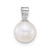14k White Gold Polished 7-8mm Round White Freshwater Cultured Pearl Pendant