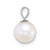 14k White Gold Polished 7-8mm Round White Freshwater Cultured Pearl Pendant
