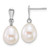 14k White Gold Polished 8-9mm Rice White Freshwater Cultured Pearl Dangle Post Earrings