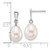 14k White Gold Polished 8-9mm Rice White Freshwater Cultured Pearl Dangle Post Earrings