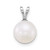 14k White Gold Polished 8-9mm Round White Freshwater Cultured Pearl Pendant