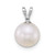 14k White Gold Polished 8-9mm Round White Freshwater Cultured Pearl Pendant