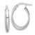14K White Gold Polished and Textured Oval Hinged Hoop Earrings