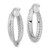 14K White Gold Polished and Textured Oval Hinged Hoop Earrings