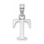 14K White Gold Polished Block Letter T Initial Pendant