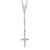 14k White Gold Polished Crucifix and Miraculous Medal with 3mm Mirror Beads 24 inch Rosary Necklace